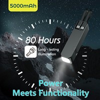 Batterie externe ultra-fine étanche 5000 mAh avec charge rapide 15 W, support de câble intégré, chargeur portable d'urgence pour l'extérieur