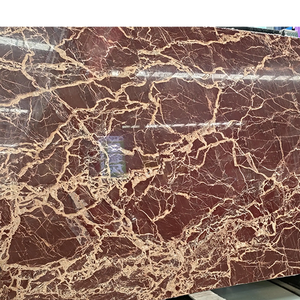 แผ่นหินอ่อนธรรมชาติสีแดงเชอร์รี่ลายทองขนาด 20 มม. สำหรับงานตกแต่งภายใน แบบขายส่งและสั่งทำพิเศษ ผิวขัดเงา แผ่นใหญ่สำหรับทำเคาน์เตอร์ - Product Image 3