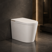 WC intelligent blanc avec bidet intégré, à poser au sol, avec siège chauffant, capteur de pied, chasse d'eau automatique, couvercle et télécommande