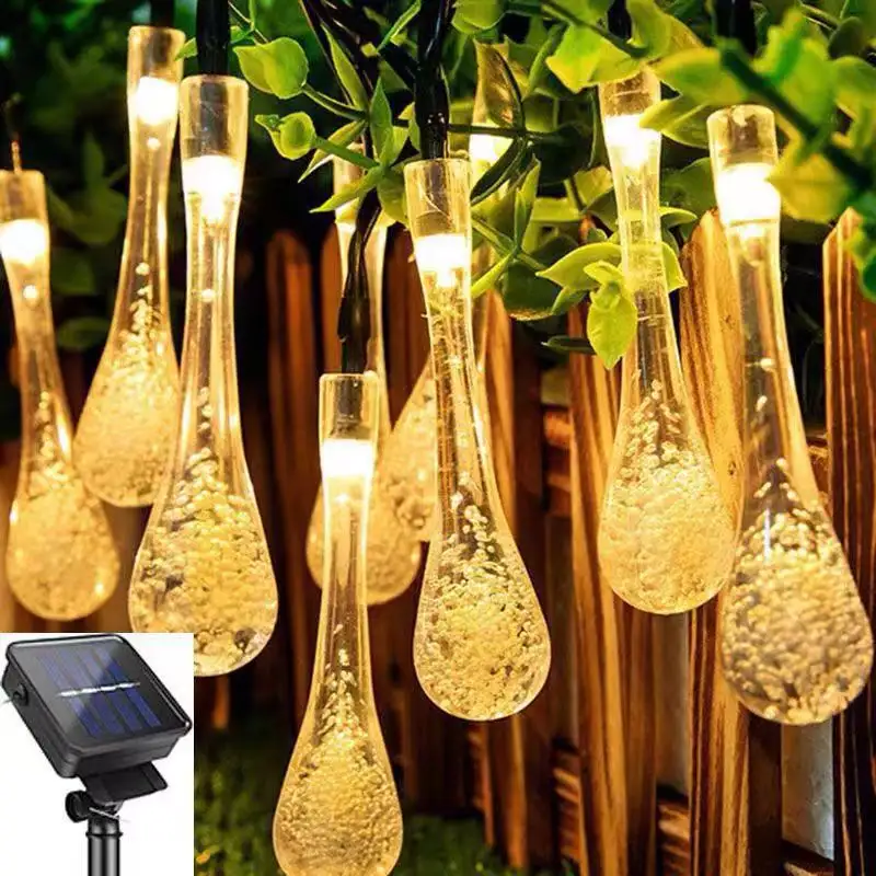 Solar String Lights Led Water Drop Solar Fairy Waterproof Lights For Garden Wedding Yard Home Party Christmas Tree Decorations