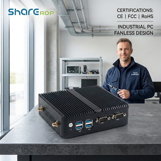 ShareRDP Factory Core I3 1115G4 Fanless Industrial Mini PC MC Dual COM RS232 RS485 Dual LAN HDMI VGA for CNC Machine Automation