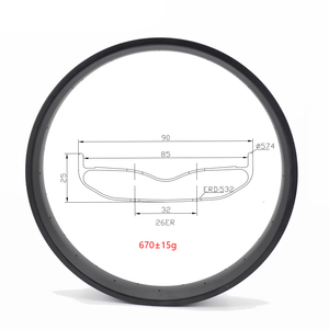카본 <span class=keywords><strong>26er</strong></span> 스노우 림 팻 휠 자전거 바퀴 90x25mm 튜브리스 팻 자전거 림 660g - Product Image 1