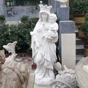 Estatua de mármol de la Virgen María tamaño real, fábrica al por mayor