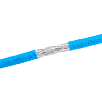 Cable LAN Linkwylan Cat6A SFTP 23AWG 10G 500MHz Clase Ea Blindado LSZH, Compatible con 4PPoE, Aislamiento de Espuma PE Azul de 8 Conductores