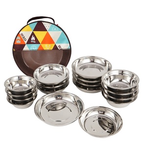 Juego de Platos de Acero Inoxidable para Exteriores, 17 Piezas, para 3-5 Personas, Vajilla Portátil para <span class=keywords><strong>Camping</strong></span>, Barbacoa, Viajes en Auto, Plato para Sopa - Product Image 1