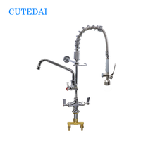 Robinet de pré-évier pour lave-vaisselle 1,42 GPM, robinet de cuisine à double poignée extractible en laiton, à montage sur plan, de type industriel