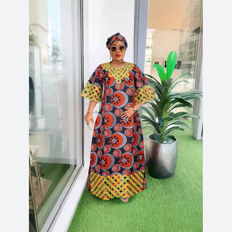 Best Selling Elegant African Bazin Lady Long Dresses Quality Style