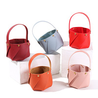 Sac cadeau populaire en cuir PU, mini panier 8*9cm avec poignée, emballage personnalisé pour bonbons et biscuits, fournitures pour la maison
