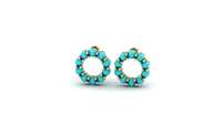 Boucles d'oreilles rondes en or 18 carats et turquoise naturelle, parmi les plus vendues