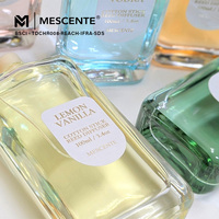 Huile de recharge pour diffuseur à bâtonnets Mescente 100ml, flacon en verre transparent, parfum d'ambiance, vente en gros, marque privée, huile parfumée personnalisée