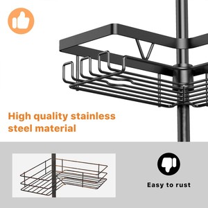 Organizador de Ducha Ajustable de Acero Inoxidable Resistente a la Oxidación, Estante Esquinero para Baño con Barra de Tensión y 4 Cestas - Product Image 4