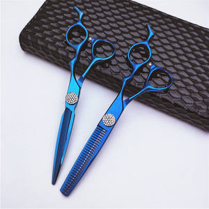 Tijeras de peluquería Hg de 6.0 pulgadas, azules, de acero inoxidable 440C, para entresacar, para diestros, herramientas profesionales de barbería - Product Image 2