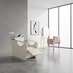 Fauteuil de lavage semi-inclinable HUIYI en cuir PU moderne, le plus vendu, pour salon de coiffure haut de gamme, mobilier de salon d'exportation - Product Image 1