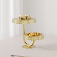 Présentoir à desserts doré très populaire, support à gâteaux, ensemble de table à desserts pour mariage et restaurant