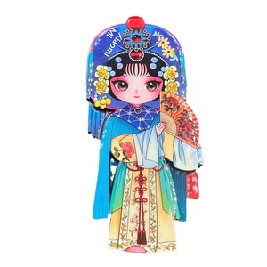 Imán de nevera con máscara de madera de la Ópera de Pekín, diseño chino de estilo chinoiserie, regalo festivo, logotipo Q-Version Mu Guiying 6x12cm - Product Image 5