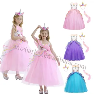 Cosplay karnaval gaun ulang tahun bayi Ruffle panjang pernikahan Natal gaun putri kostum Unicorn mewah Halloween