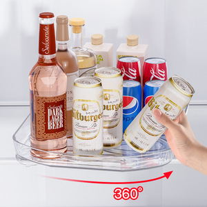 Bandeja giratoria con ventosa, diseño antideslizante para refrigerador, organizador de almacenamiento de bebidas, plato giratorio de 360 ​​grados, forma redonda - Product Image 1
