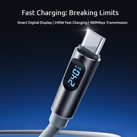 Kabel Data Digital Silikon 240W Tipe-C Transfer Data Kecepatan Tinggi untuk Hard Drive Eksternal dan Pengisian Daya PD Ponsel