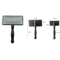Brosse lissante en acier inoxydable Shernbao TSB-201 avec manche en bois pour le démêlage et le toilettage des chiens et des chats
