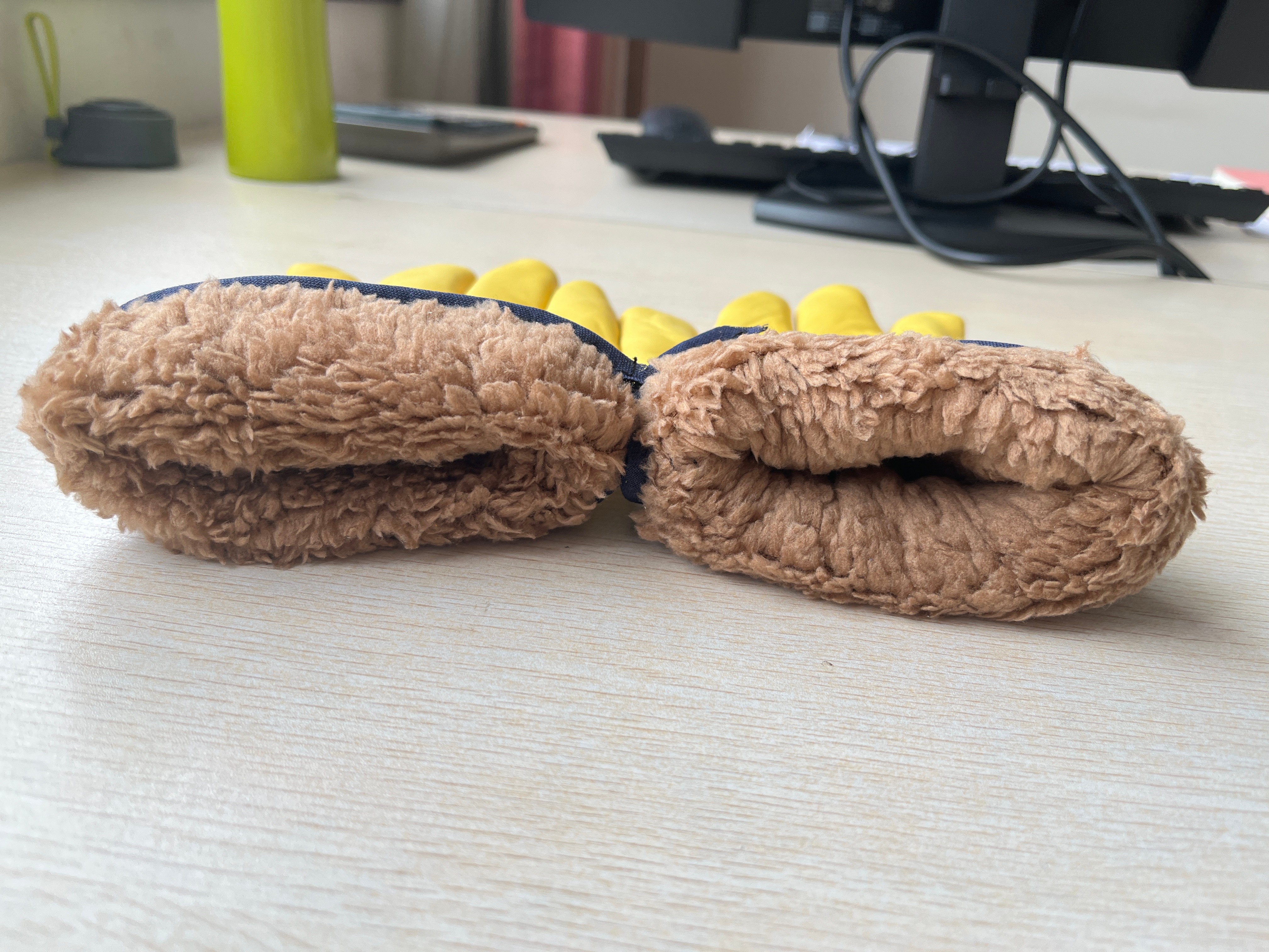 Thick Fleece Suede Sheepskin Winter Beekeeping Gloves Yellow For Beekeeper
