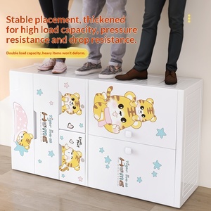 Armoire de rangement sur pied en plastique épaissi à cinq tiroirs, design cartoon, pour bébés et enfants, organiseur de rangement - Product Image 4