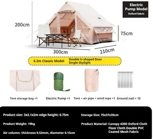 <span class=keywords><strong>Tenda</strong></span> gonfiabile <span class=keywords><strong>da</strong></span> <span class=keywords><strong>campeggio</strong></span> all'aperto di lusso pieno antivento sole/pioggia impermeabile Oxford quattro stagioni <span class=keywords><strong>attrezzatura</strong></span> <span class=keywords><strong>da</strong></span> campo durante la notte - Product Image 2