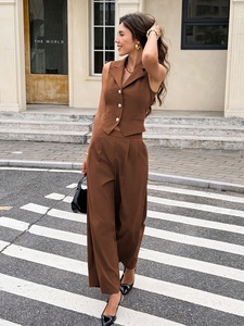 Ensemble <span class=keywords><strong>Chic</strong></span> et Décontracté : Blazer Minimaliste Tissé Style Old Money et <span class=keywords><strong>Pantalon</strong></span> Large Élégant pour Traje Formel ou <span class=keywords><strong>Tenue</strong></span> Quotidienne - Product Image 3