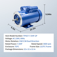 Moteur électrique monophasé TEFC à couple élevé, 2 pôles, NEMA, 213T 215T, moteur asynchrone à double condensateur