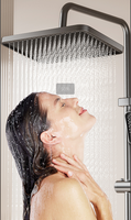 Ensemble de douche thermostatique pour salle de bain, en laiton poli, montage mural, design moderne, système de douche à poignée unique avec eau froide et chaude