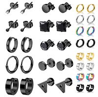 Pendientes de Aro de Acero Inoxidable de 2.5mm de Grosor, Redondos, Simples, Dorados y Negros, para Piercing Corporal, Tipo Huggie Hueco, de Venta Caliente