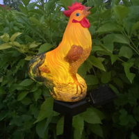 Lampes solaires à piquet en forme de coq, jolies statues de dessins animés, sculptures de coqs, lampes solaires de jardin pour la décoration artistique de patio et de cour