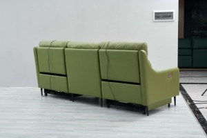 Cómodo Sofá Cama Reclinable de 3 Plazas de Cuero Genuino Moderno con Funciones de Masaje, Extensible y Refrigeración - Product Image 5