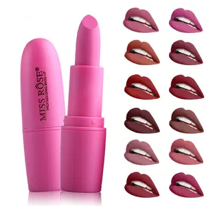 MISS Rose Matte Bullet Lipstick Nude Cosmetic Makeup Lipstick Waterproof Herbal Lip Stick MSDS 4g Wine Bottle Lipstick 3 Years