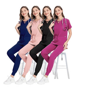 2025 vendita calda uniformi chirurgiche Unisex da infermiera set di pantaloni da jogging alla moda con colletto bordeaux Design fornitore di fabbrica - Product Image 6