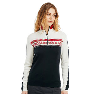 Custom FNJIA OEM ODM Women Sweater Intarsia Pattern Zip up Knit <strong>Jumper</strong> Winter Knitwear Ugly Christmas Jacquard Knitted Sweater - Product Image 1