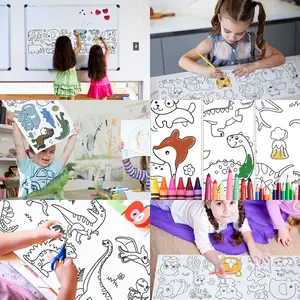 Rolo de desenho infantil, brinquedos educativos para crianças aprendendo, rolo de papel para desenho DIY, brinquedo de papel para desenho e enchimento colorido