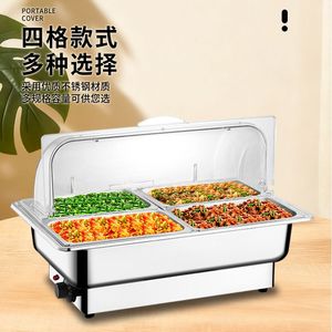 Professioneller Hochleistungs-Edelstahl Rechteckiger Buffet-Chafing-Dish mit Gehärtetem Glasdeckel Elektrische Heizung Smart Digital - Product Image 3