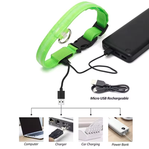 Kalung Anjing LED dengan Lampu Reflektif yang Dapat Disesuaikan, Pola Solid, Anti-Hilang, untuk Penggunaan Malam Hari bagi Anjing - Product Image 5