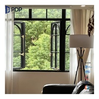 Ventana Abatible Francesa Posmoderna con Rejilla de Aluminio con Aislamiento Térmico y Resistencia al Viento, Pantalla Magnética y Aislamiento Térmico