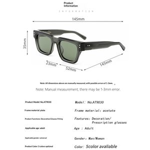 아세테이트 선글라스 안경테 편광 렌즈 OEM 맞춤 두꺼운 패션 레트로 고품질 안경 남녀 공용 - Product Image 5