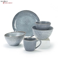 Grandes assiettes longues de cuisine en porcelaine grise dernière vaisselle coréenne accessoires de vaisselle ensembles de bols pour restaurant
