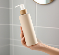 Botellas de Plástico con Tapa de Bambú Personalizadas, Envase Cosmético Biodegradable Ecológico, Champú de Plástico HDPE de Paja de Trigo