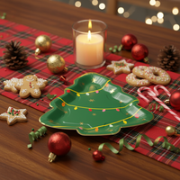 Assiettes jetables en papier en forme de sapin de Noël - Lot de 8, vertes avec étoiles scintillantes, assiettes fantaisie pour fêtes de fin d'année