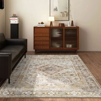 Tapis de style américain vintage haut de gamme, aspect cachemire, épais et moelleux, motif plantes et fleurs, pour chambre à coucher, salon, doux pour la chambre de nuit