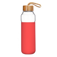 Botol Desain Kustom dan Modis dengan Botol Air Silikon Warna-warni Ramah Lingkungan Transparan dengan Tutup Bambu
