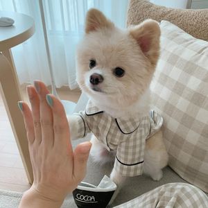 ZHONGYA Huisdieraccessoires Zachte Katoenen Geruite Hondenkleding Ademend Huisdier Slaapgoed voor Kleine Honden Klassieke Comfortabele Puppy Kleding - Product Image 2