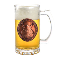 Mug à bière en verre Viking avec poignée, souvenir touristique du Danemark, logo gravé sur mesure en gros