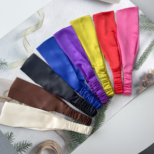 Diadema de satén de seda ancha elástica deportiva lisa y en blanco con logotipo personalizado al por mayor - Product Image 5
