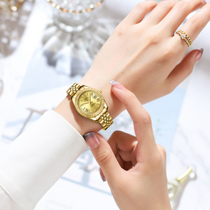 Reloj de Pulsera de Cuarzo de Acero Inoxidable de Alta Gama para Mujer, Reloj de Negocios de Lujo con Esfera Redonda, Escala de Números Arábigos y Cierre de Doble Presión - Product Image 2