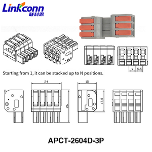 Linkconn APCT-260 Series <b>Wire</b> Connectors Rectangular PC Housing Quick Connect Terminal Blocks for Electrical <b>Wire</b> Connections - Product Image 2